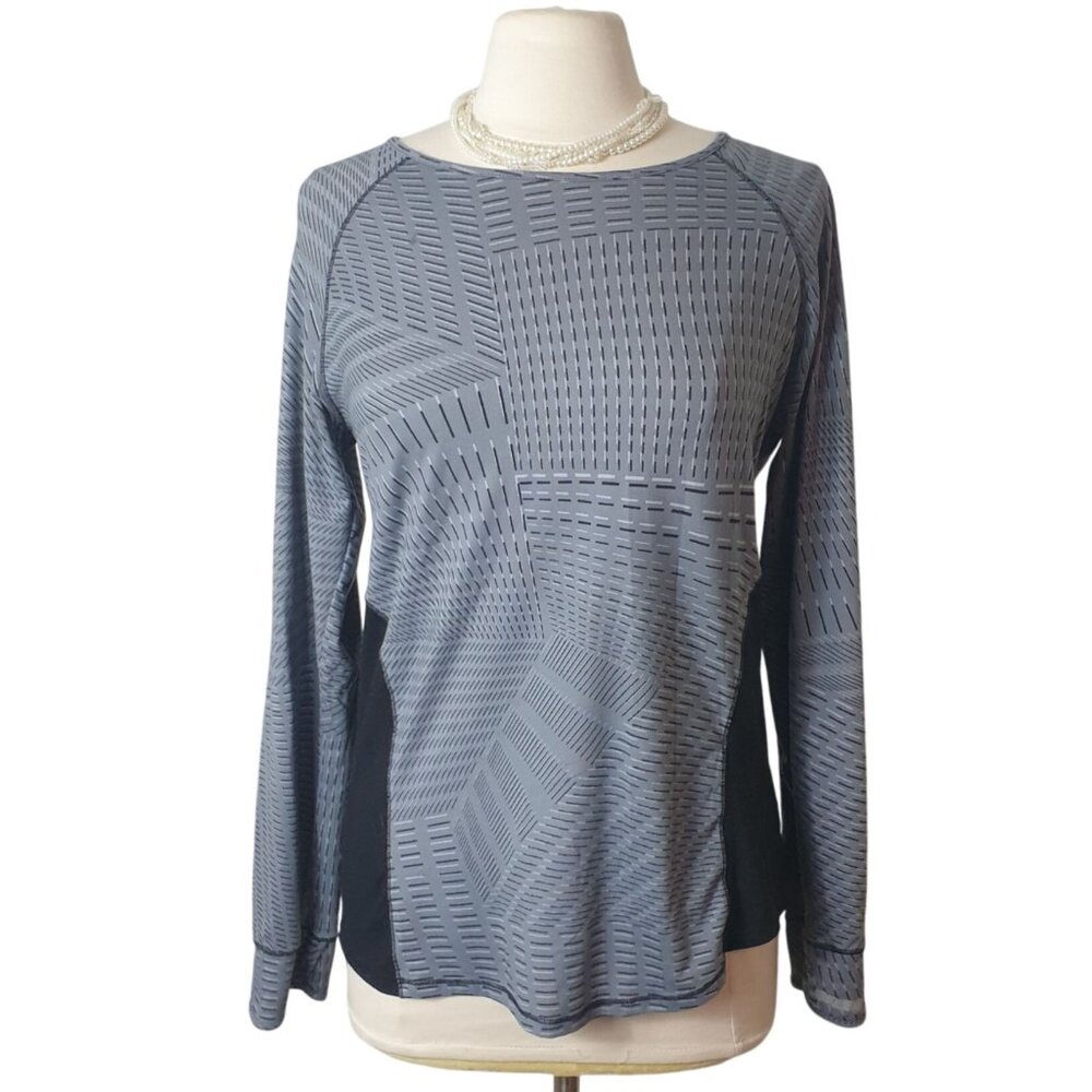 Cuddl Duds Womens Performance Top M Black Gray Stretch Soft Long Slv Activewear